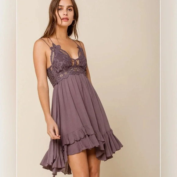 Free People Purple Lace Mini Dress—NWOT - Picture 1 of 16